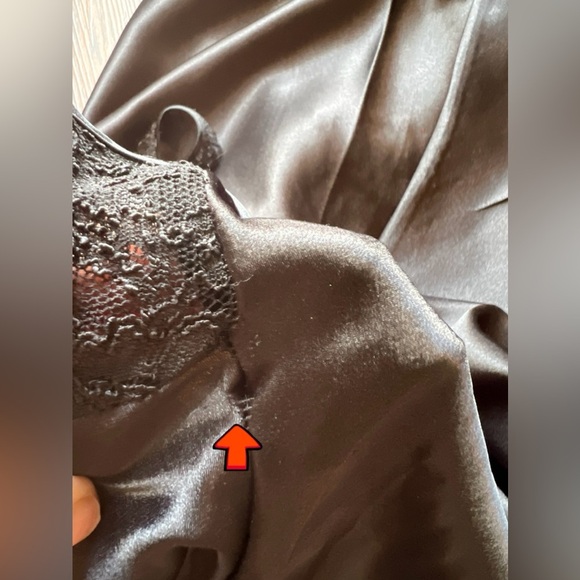 Vintage 80s Victorias secret GOLD LABEL black mesh Side Slit nightgown Size P - Picture 14 of 15